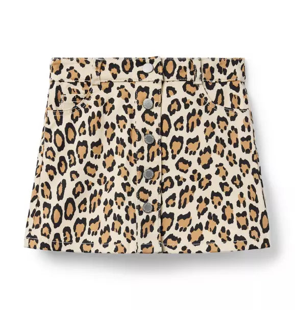 Leopard Button Skirt