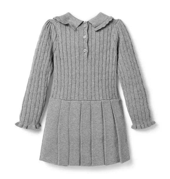 Cable Knit Pleated Sweater Dress