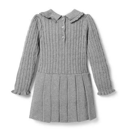 Cable Knit Pleated Sweater Dress