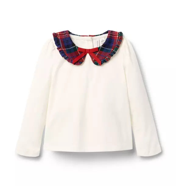 Tartan Ruffle Collar Top