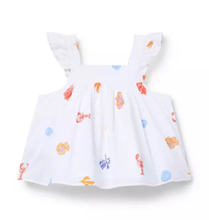 Ocean Icon Flutter Sleeve Top