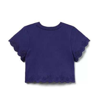 Embroidered Eyelet Trim Top