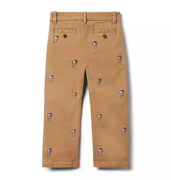 PEANUTS™ Snoopy Santa Embroidered Twill Pant