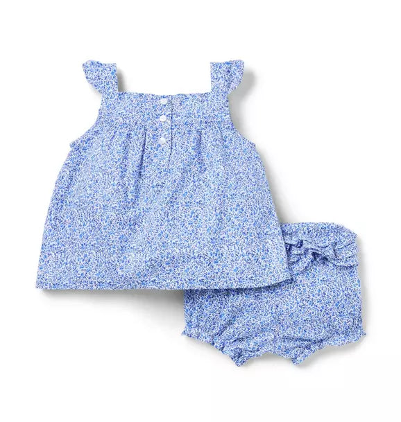 Baby Ditsy Floral Bow Matching Set