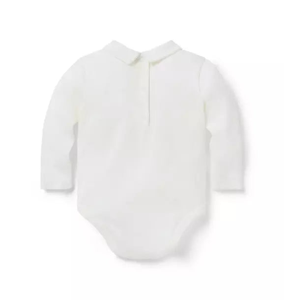 Baby Embroidered Bear Collar Bodysuit