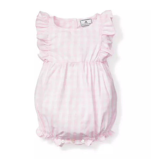 Pink Gingham Ruffled Romper