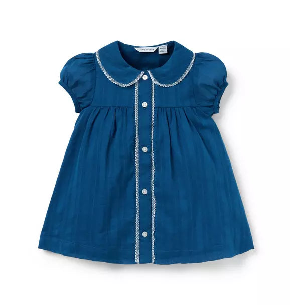 Baby Textured Stripe Collar Dress