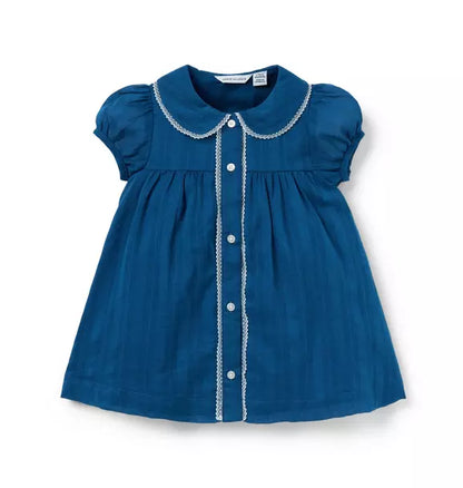Baby Textured Stripe Collar Dress