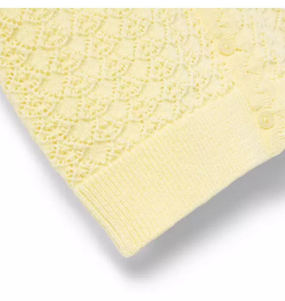 Pointelle Puff Sleeve Cardigan