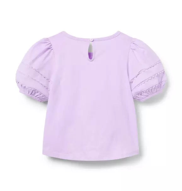 Lace Trim Puff Sleeve Top