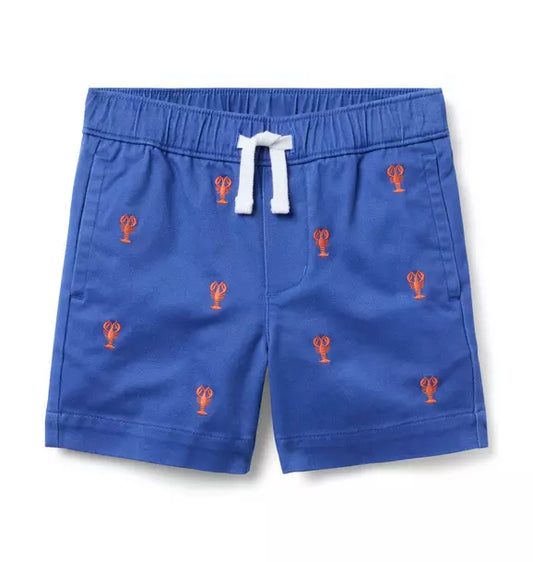 Embroidered Lobster Pull-On Short