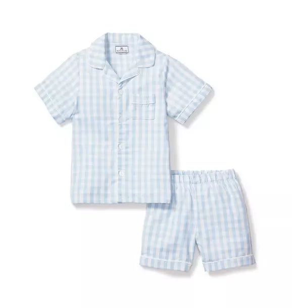 Light Blue Gingham Short Set