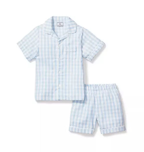 Light Blue Gingham Short Set
