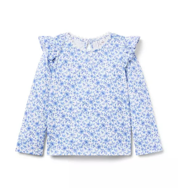 Ditsy Floral Ruffle Shoulder Top