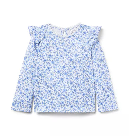 Ditsy Floral Ruffle Shoulder Top