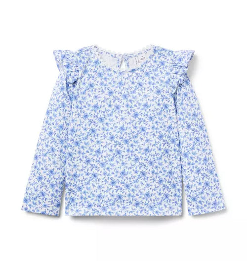 Ditsy Floral Ruffle Shoulder Top