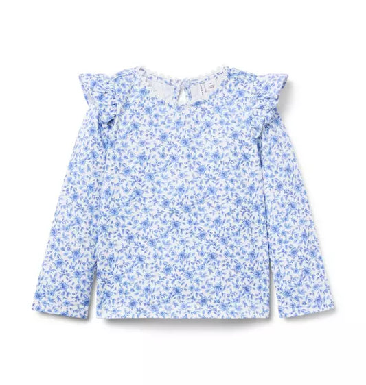 Ditsy Floral Ruffle Shoulder Top