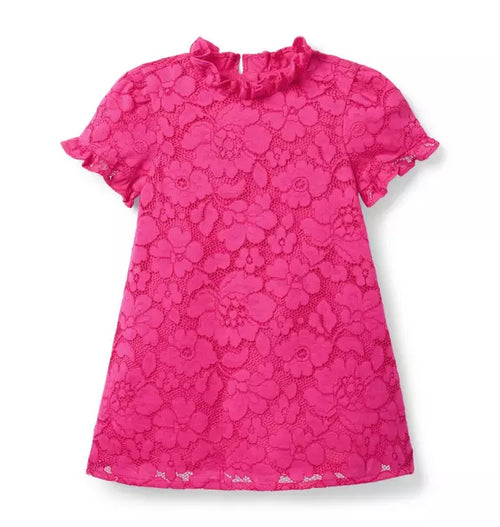 Floral Lace Ruffle Trim Dress