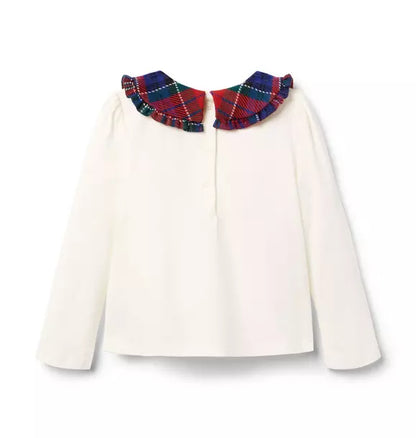 Tartan Ruffle Collar Top