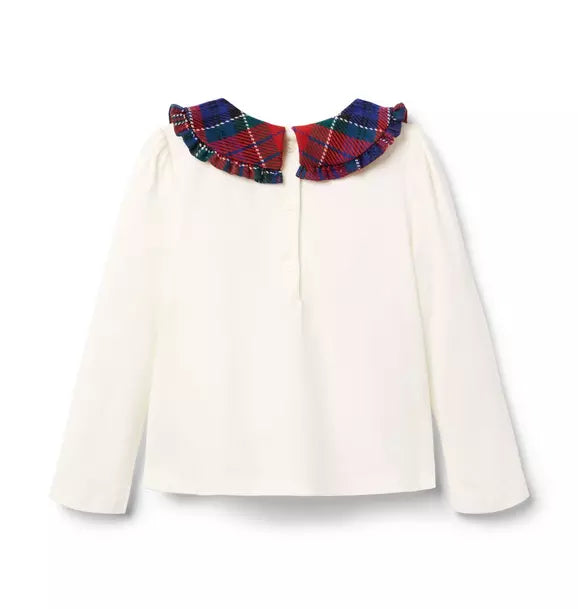 Tartan Ruffle Collar Top
