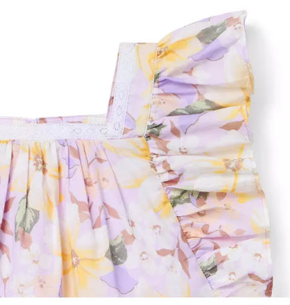 Floral Ruffle Sleeve Top