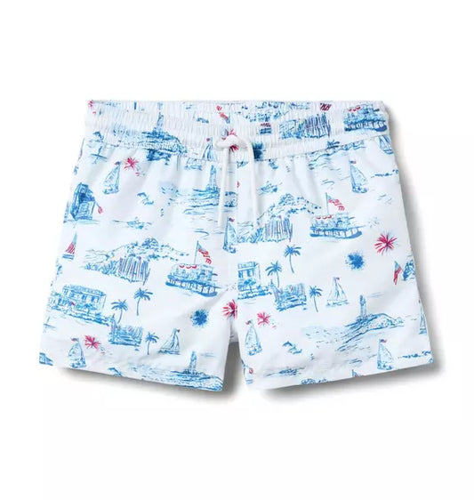 Recycled Americana Toile Swim Trunk