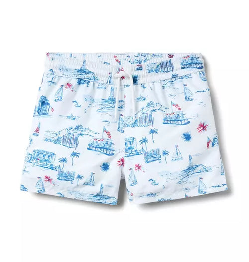 Recycled Americana Toile Swim Trunk