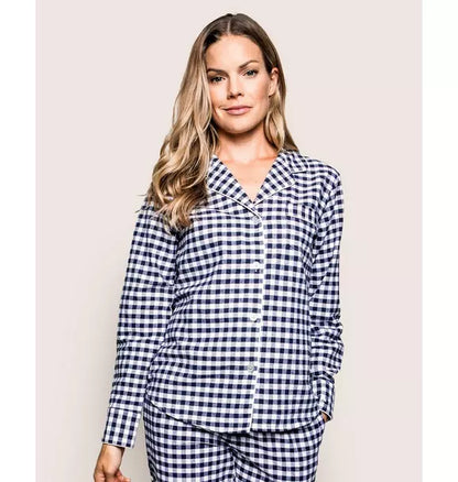 Women's Navy Gingham Twill Pajamas