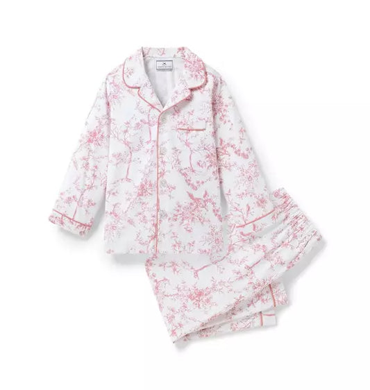 Kid's Twill Pajama Set in Pink Timeless Toile