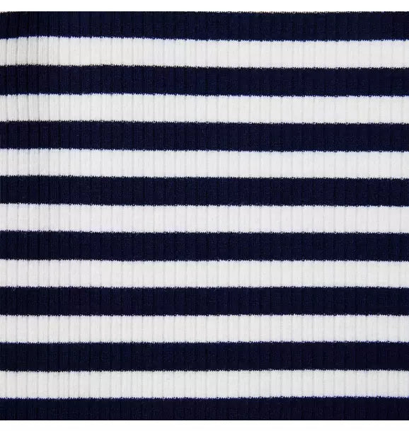 Striped Ribbed Ruffle Shoulder Top