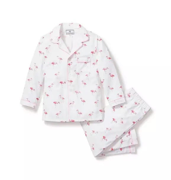 Kid's Twill Pajama Set in Flamingos