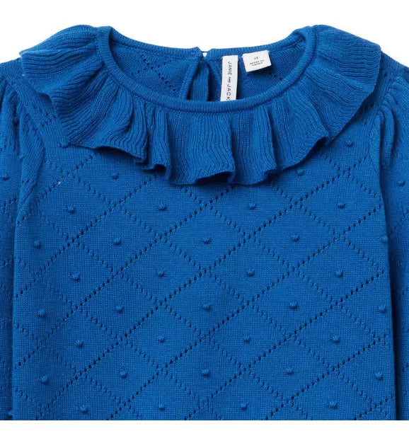 Textured Ruffle Collar Sweater