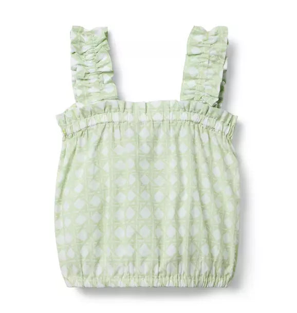 Checked Ruffle Strap Top
