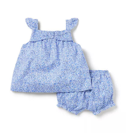 Baby Ditsy Floral Bow Matching Set