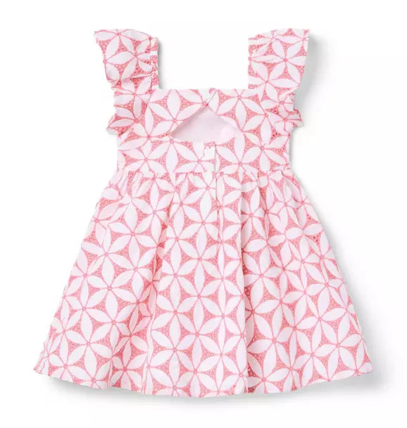 Floral Eyelet Flutter Sleeve Dress