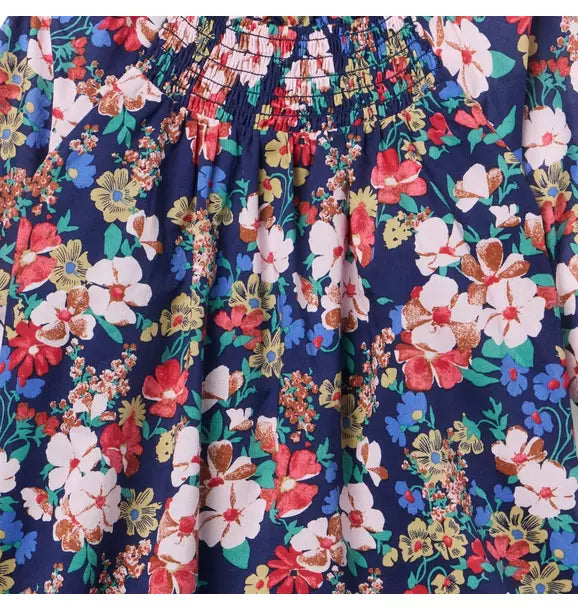 Floral Ruffle Smocked Top