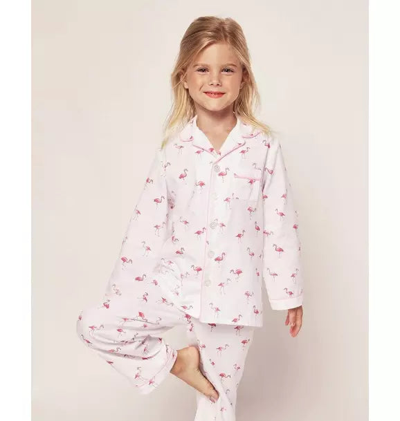 Kid's Twill Pajama Set in Flamingos