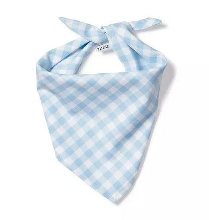 Light Blue Gingham Dog Bandana