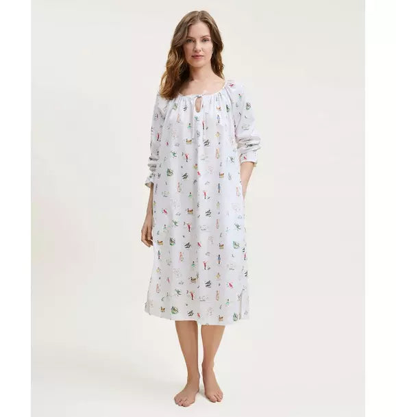 Women's Twill Delphine Nightgown in 12 Days of Christmas