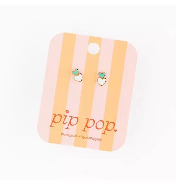 Heart Stack Stud Earrings