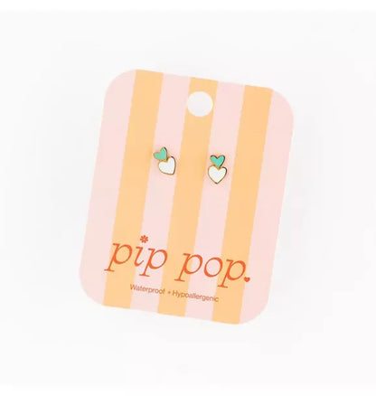 Heart Stack Stud Earrings