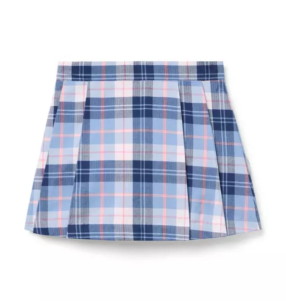 Plaid Pleated Buckle Skirt