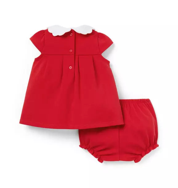 Baby Scalloped Collar Ponte Matching Set