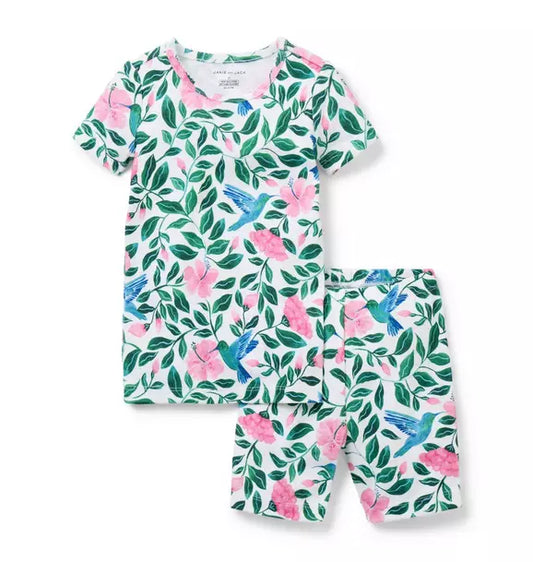 Good Night Short Pajama In Hummingbird Hibiscus