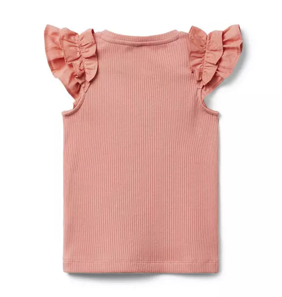 Ribbed Ruffle Sleeve Top
