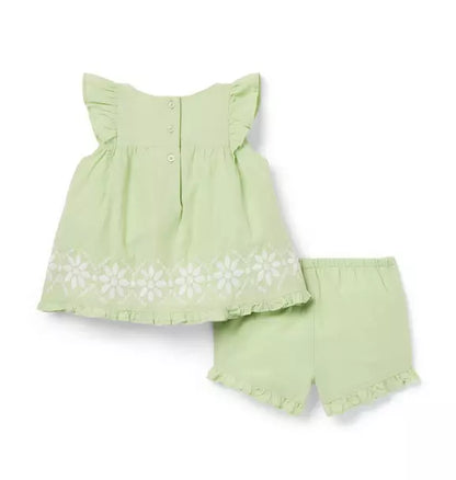 Baby Embroidered Floral Matching Set