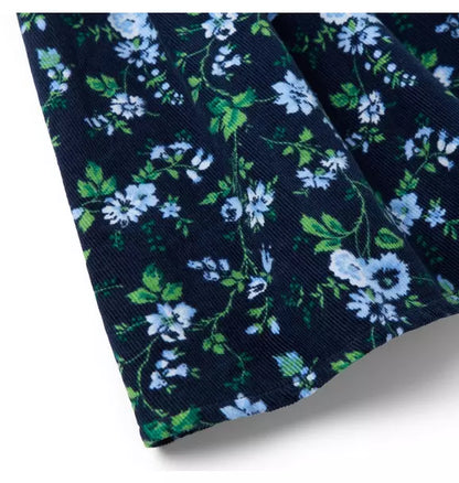 Floral Corduroy Ruffle Dress