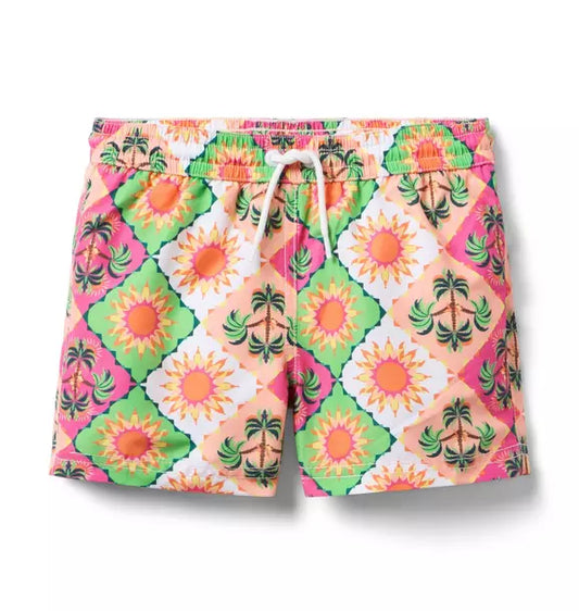 Recycled Palm Tile Swim Trunk