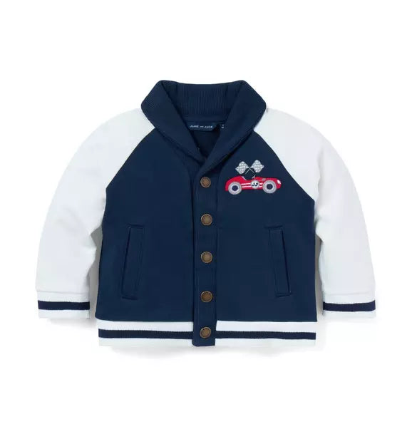 Baby Race Car Shawl Collar Cardigan