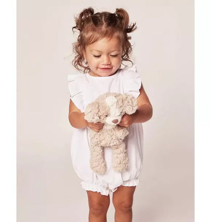 Baby's White Twill Ruffled Romper